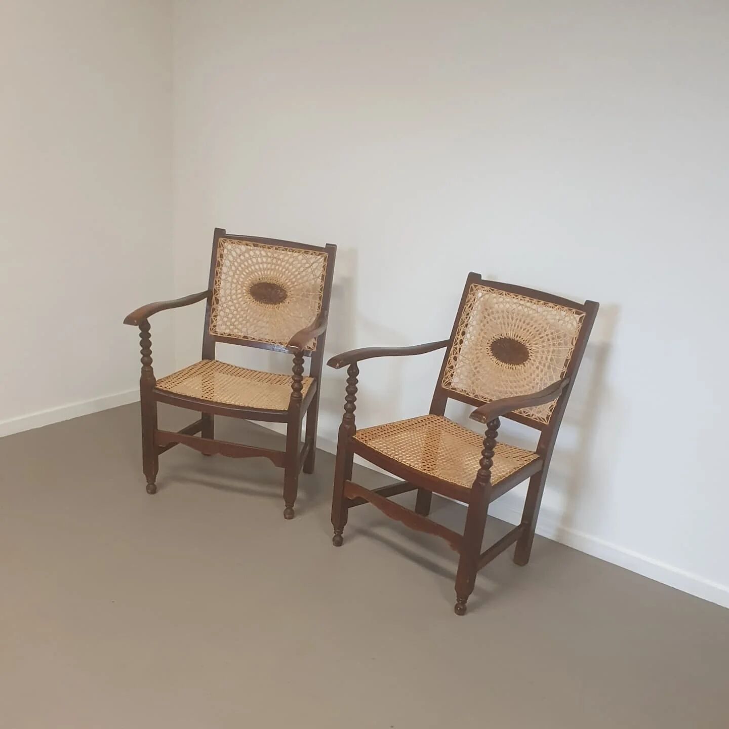 Monastery / medallion / webbing arm chairs / 1930s