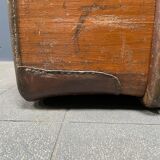 Antique brown travel case with wooden slides from the early 1900s