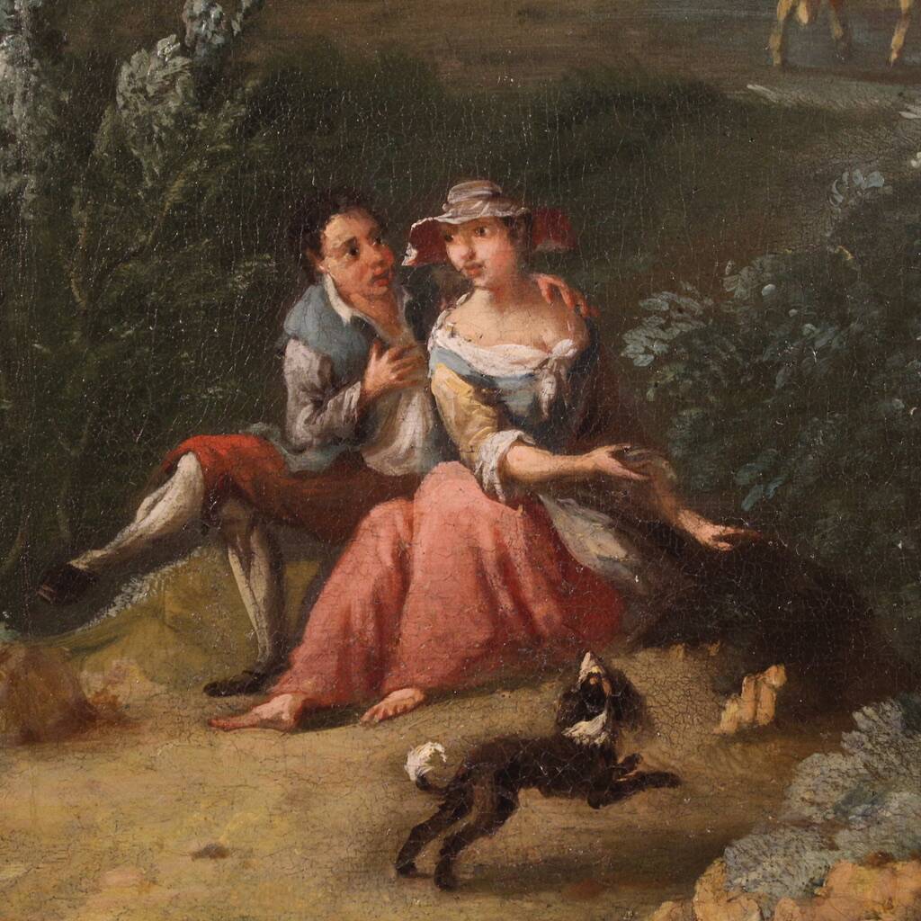 Refined 18th century bucolic landscape painting