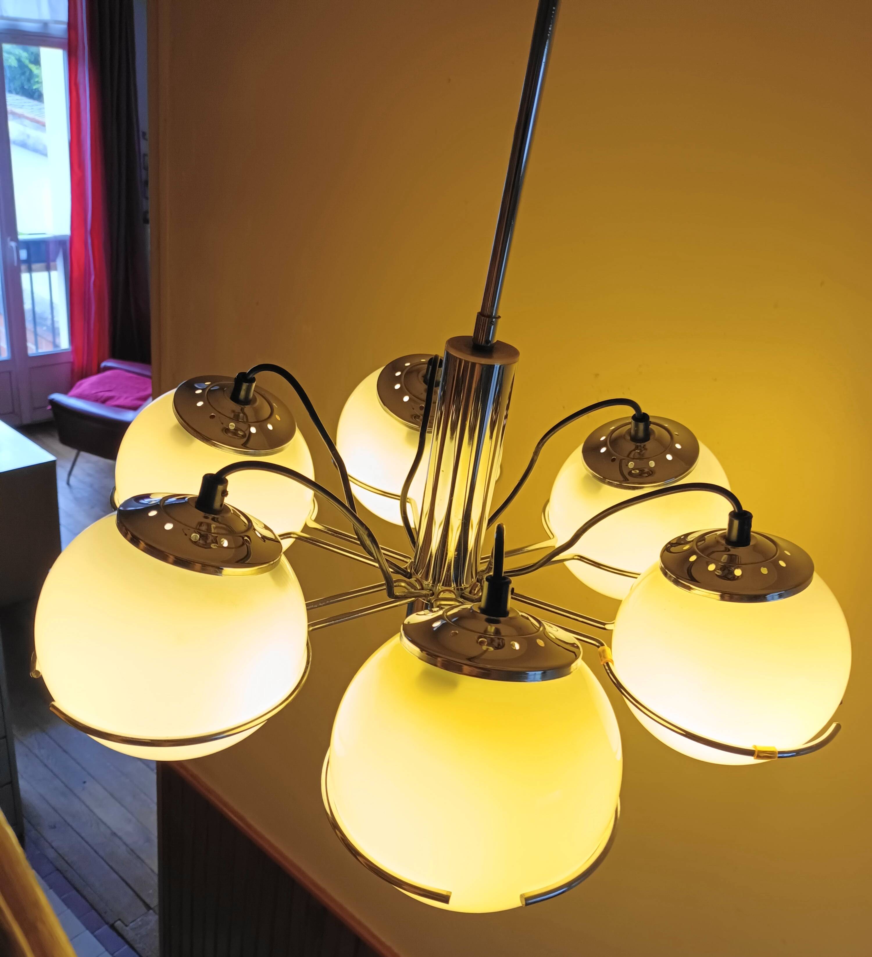 Italian Targetti Sankey chandelier from the 70s