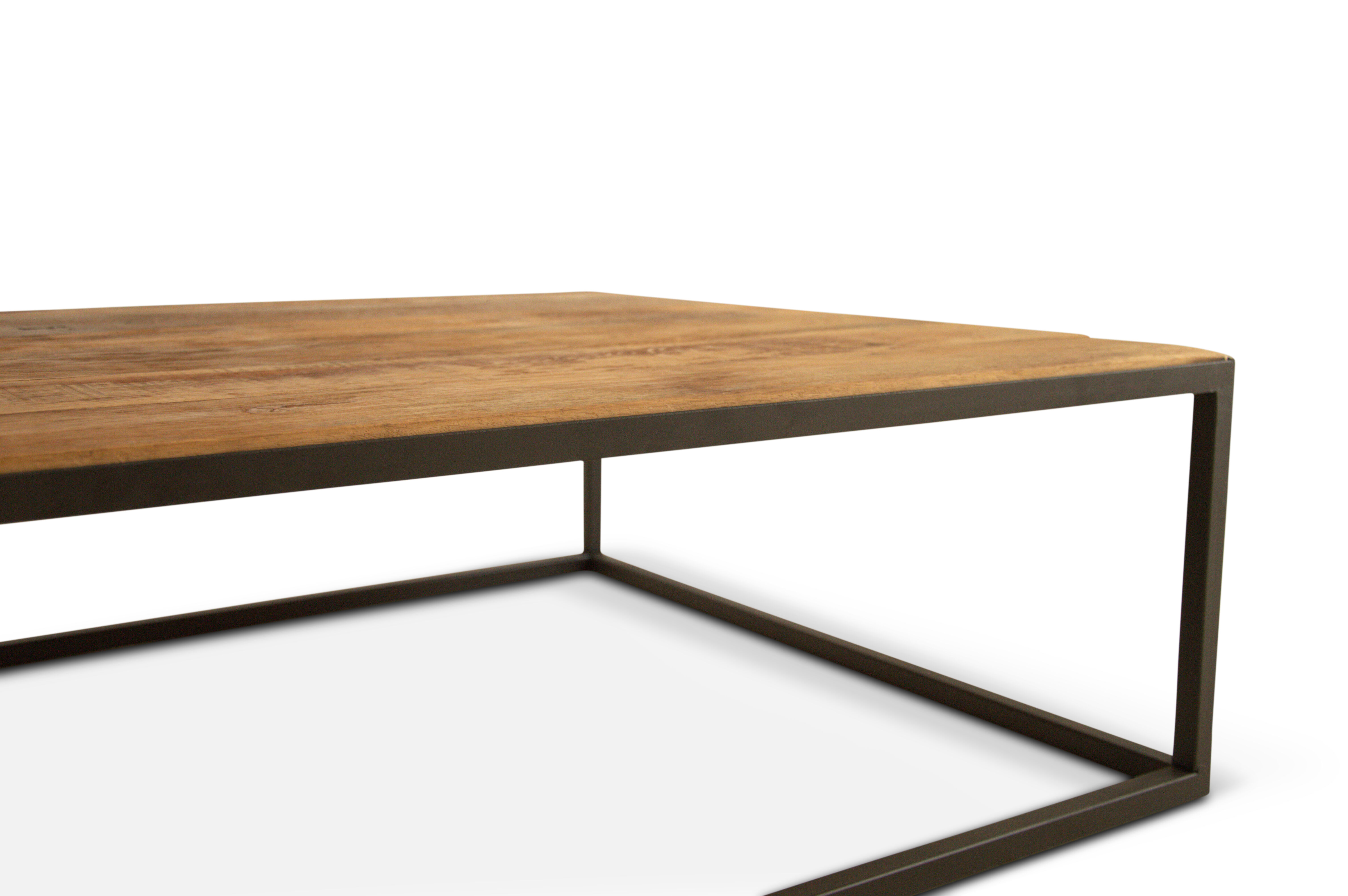 Coffee table in antique oak and iron