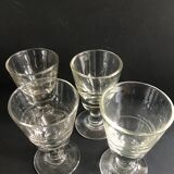 Suite of 4 thick old glasses