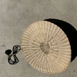Small suspension, rattan luminaire in hat shape D:60cm