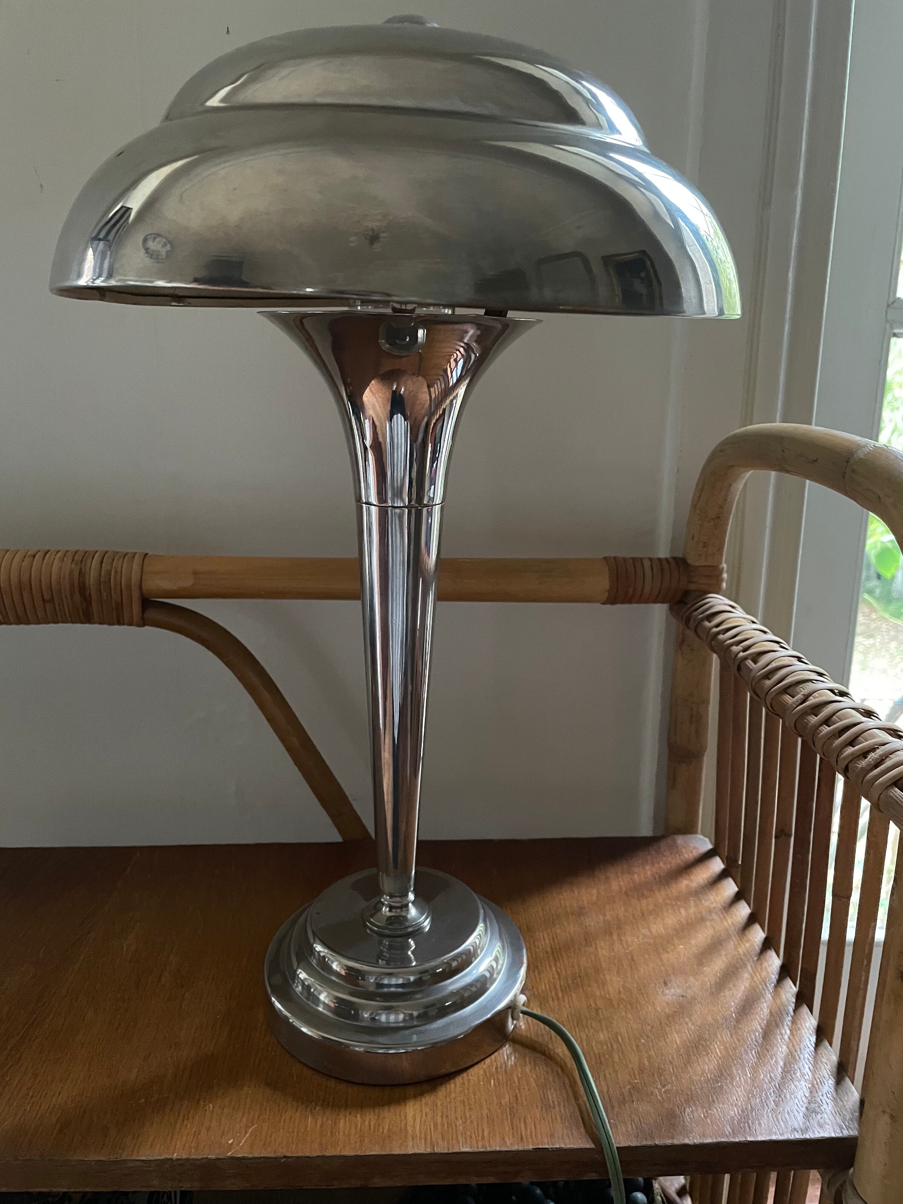 Art deco chrome mushroom lamp