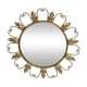 Miroir soleil doré milieu de siècle, métal et bois, Belgique, 1960