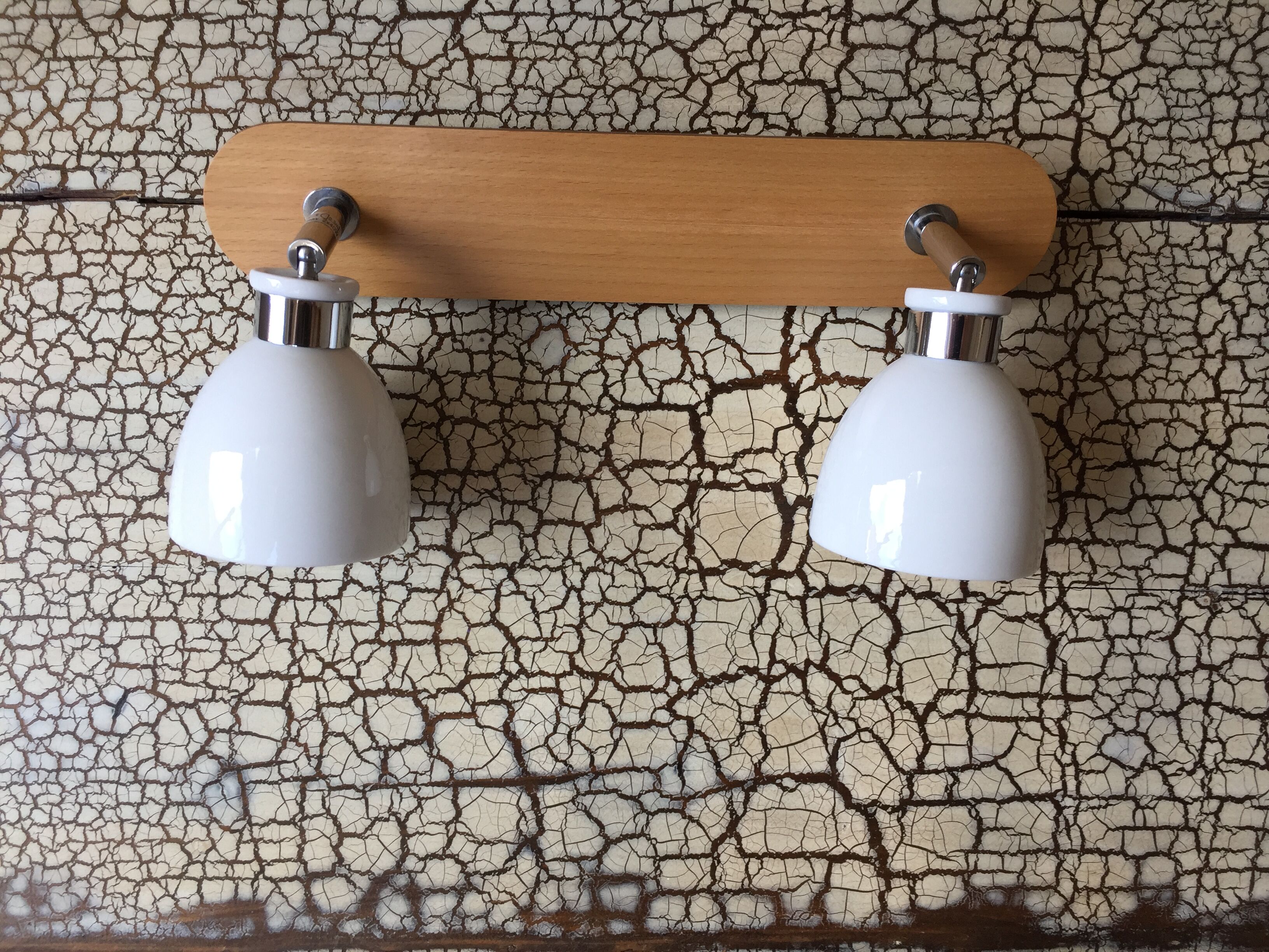 Vintage double metal and porcelain sconce