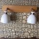 Vintage double metal and porcelain sconce