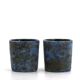 Two blue ceramic liqueur glasses by Jacques Blin, 1950s.
