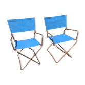 Pair of armchairs chairs lafuma chantazur blue canvas