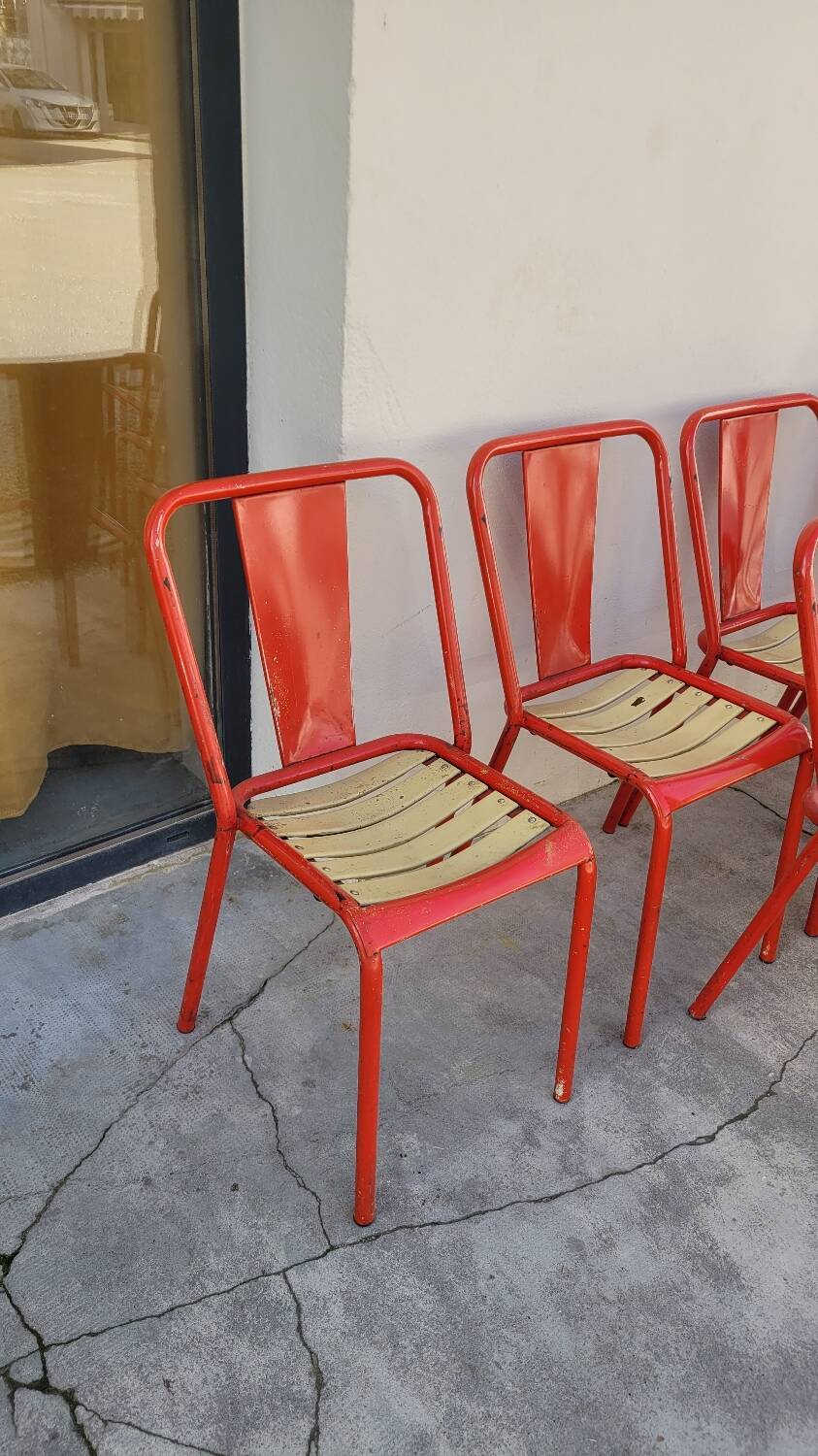 Set of 12 Tolix bistro chairs by Xavier Pauchard model T4 - 1950s