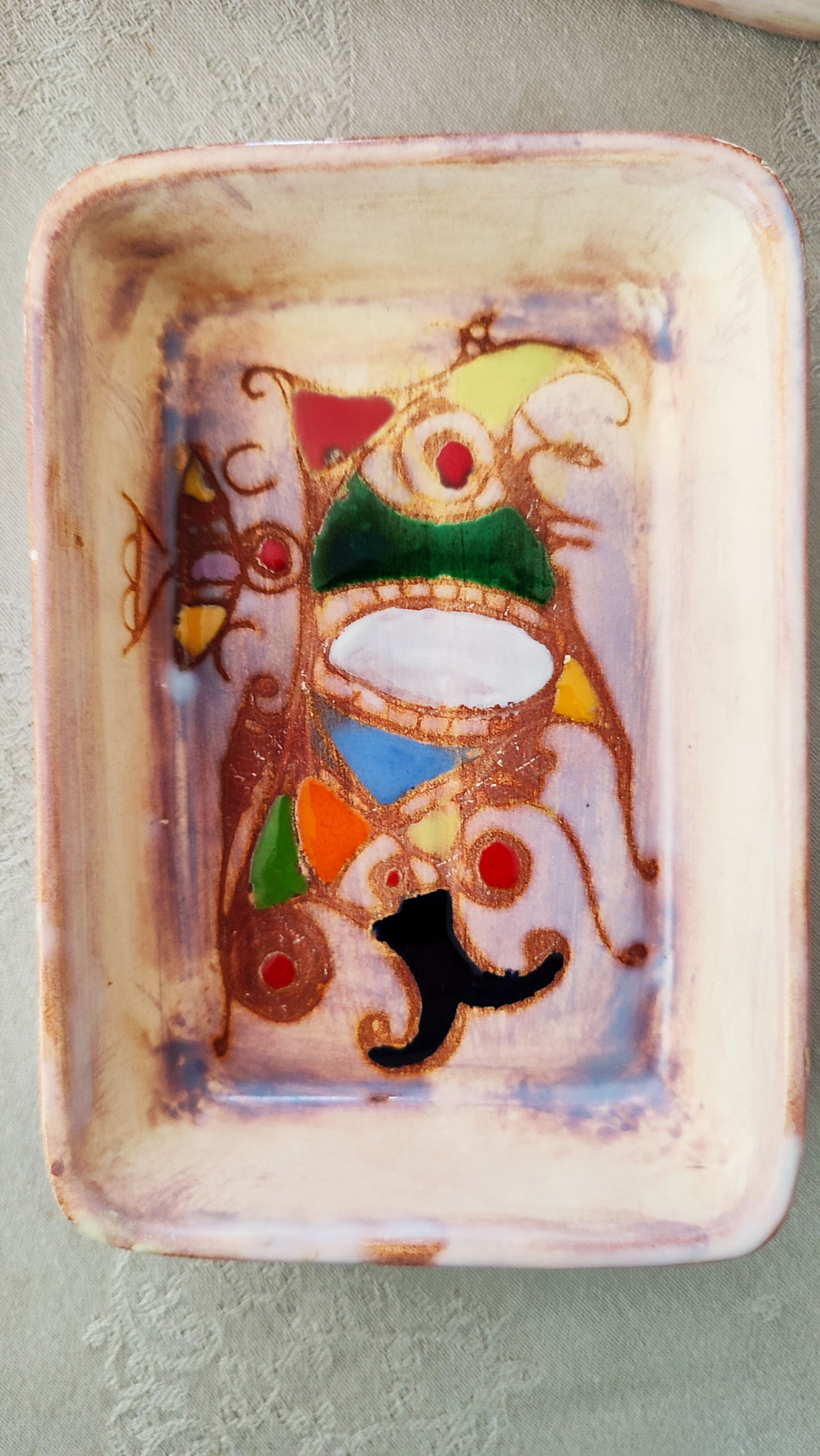 Polychrome presentation dishes of Marie Christine TREINEN (XXth) Vallauris