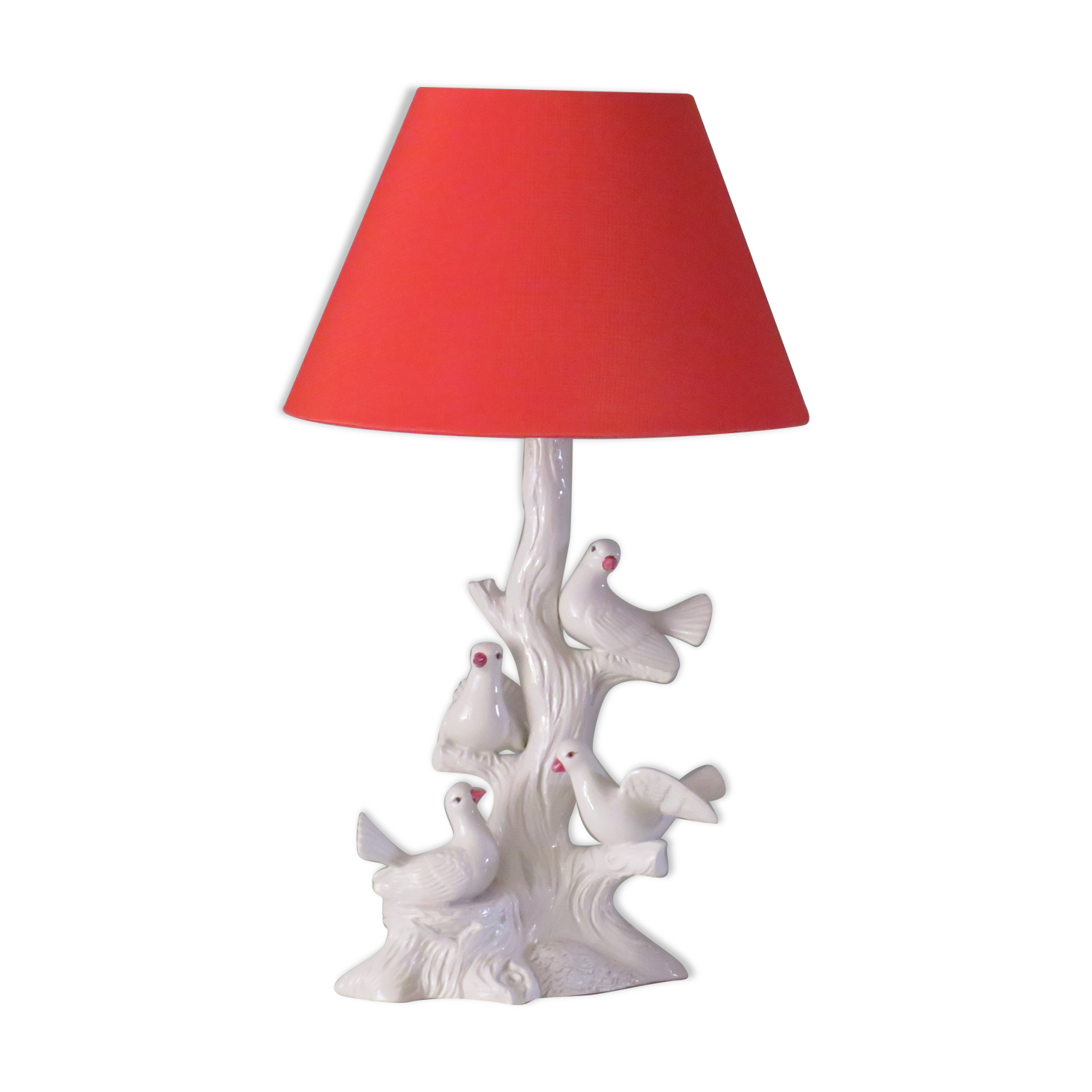 Vintage Italian ceramic table lamp with doves.