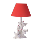 Lampe de table en céramique italienne vintage avec des colombes.
