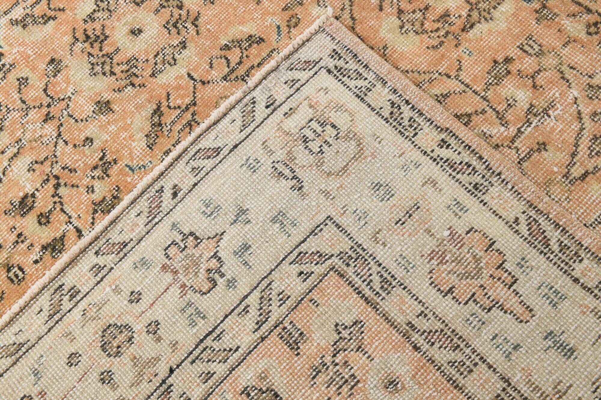 7x10 Vintage Peach Salmon Large Area Turkish Vintage Rug, 210x301 Cm