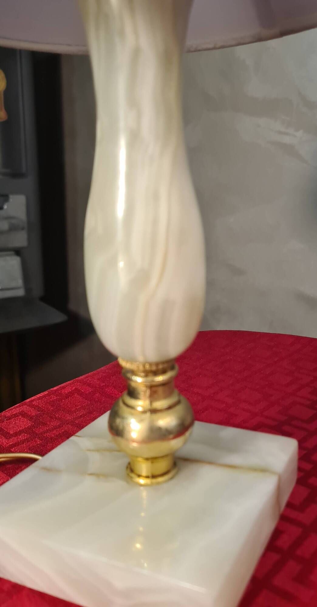 pair of onyx marble lamps, bedside, table, 1960s-70s, new electrical fittings 30x20