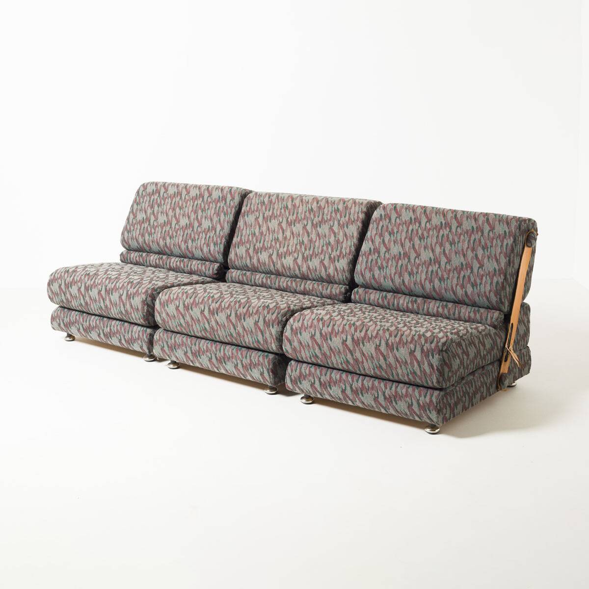 Modular 3 seat folding sofa / chairs, former Czechoslovakia in fabric and l