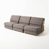 Modular 3 seat folding sofa / chairs, former Czechoslovakia in fabric and l