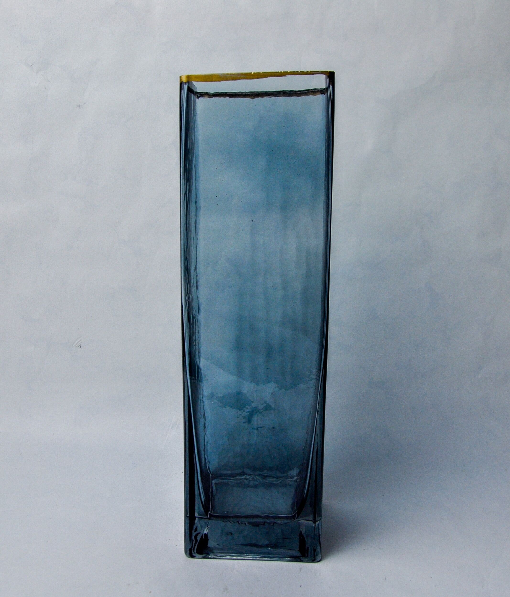 Sommerso vase by Petr hora, blue glass, golden edges, Czech Republic, 1970