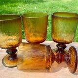 Verres à eau en verre ambré Cosec France 1970