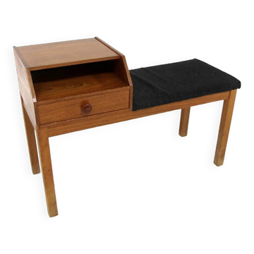 Banc-téléphone scandinave teck, Suède, 1960