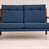 Canapé scandinave entièrement rénové, années 70, laine de meubles, teck