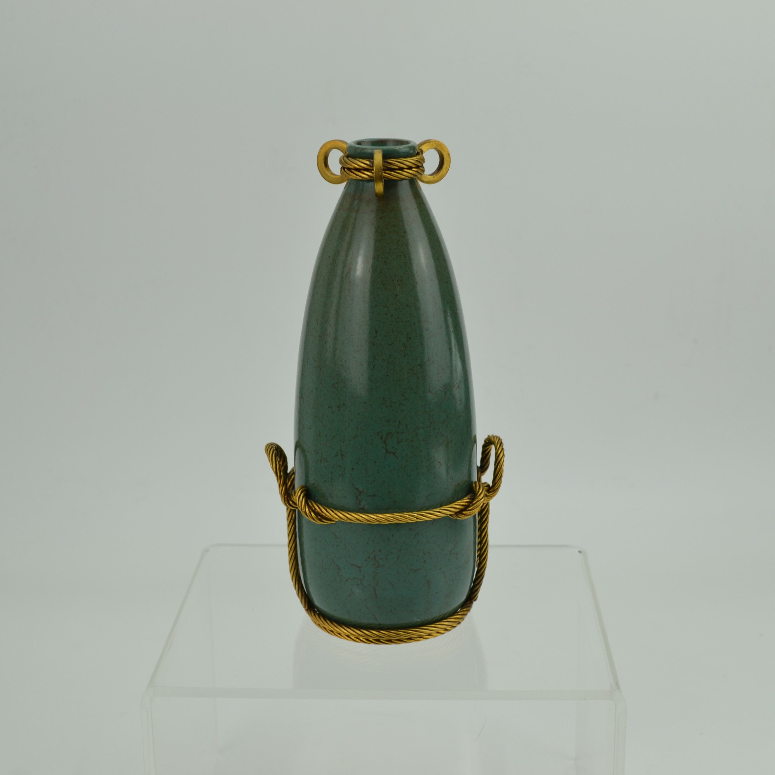 Vase en grès à monture de bronze doré de Louis Lourioux