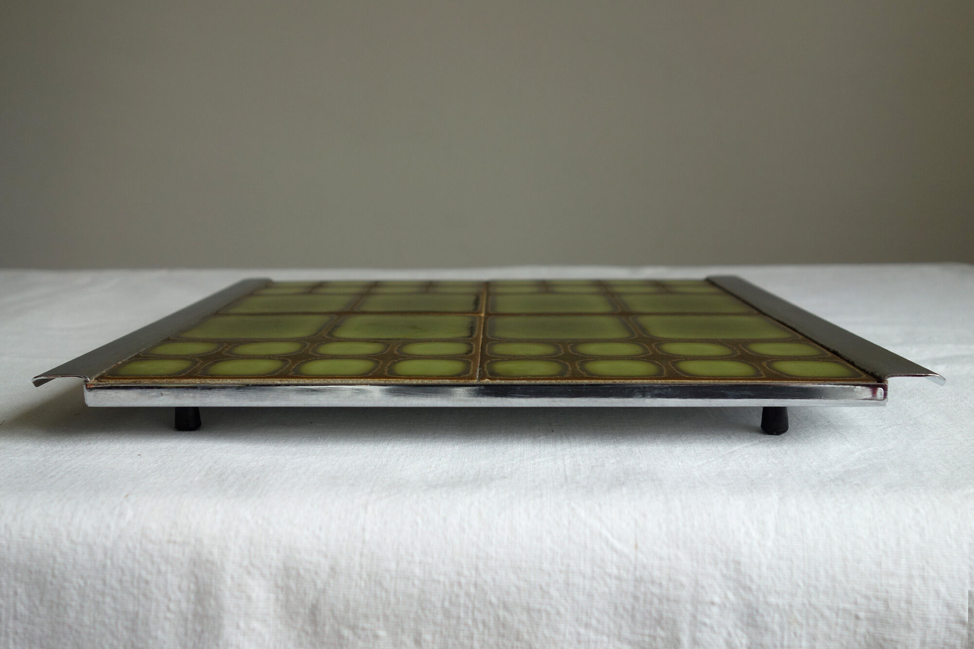 Vintage trivety ceramic and metal tiles