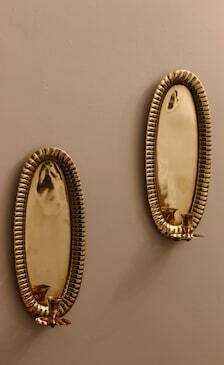 Vintage Swedish Oval Brass Wall Sconces