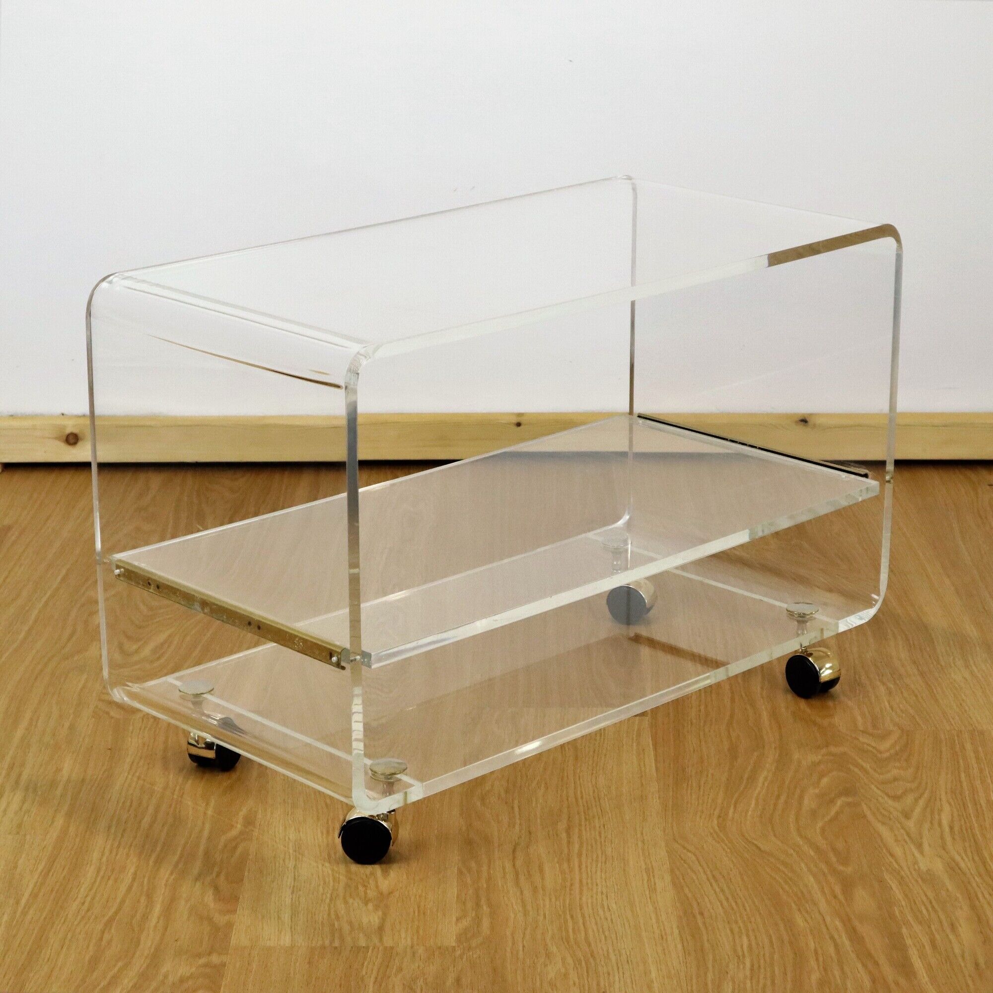 Design TV furniture Coffee table Plexiglas Perspex David Lange Les Invisibles 1970