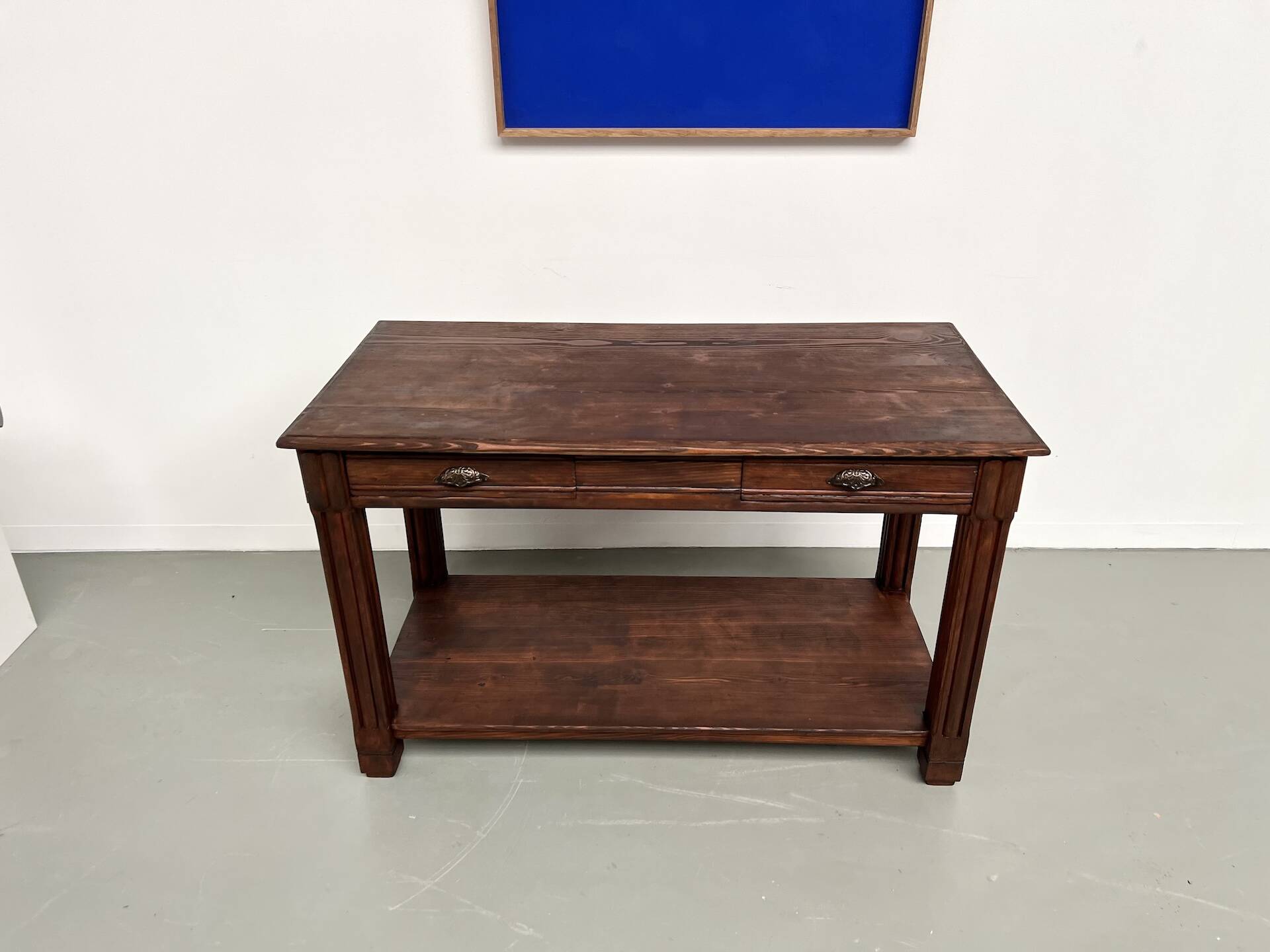 Small pine drapery table from the 1950s