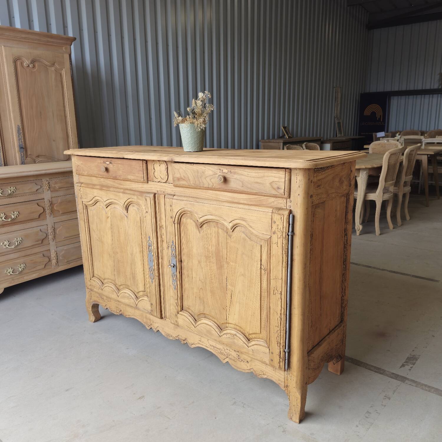 Large Louis XV style solid wood buffet, restored