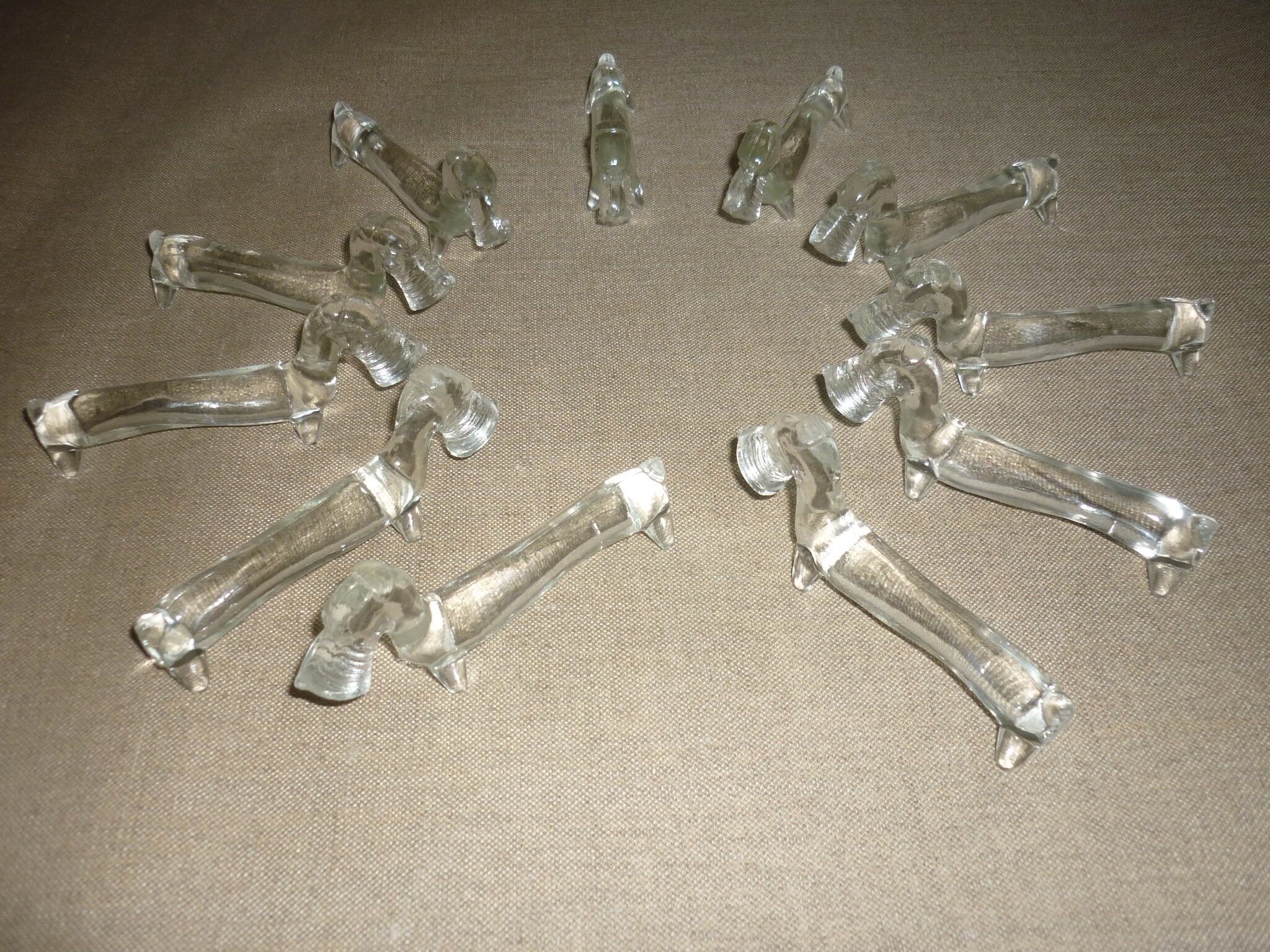 11 glass art deco knife holder/rest