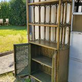 Vintage rattan and bamboo bookcase