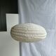 Suspension in rattan and natural linen Japanese style flattened oval h35 d60