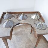 Antique industrial mirrored reflector shade pendant