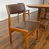Suite of 4 Scandinavian teak and imitation leather chairs, Dyrlund edition, 1960, mid-century