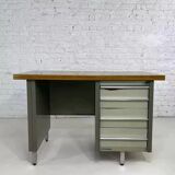 1950s industrial desk in metal and wood Remington Rand Fran