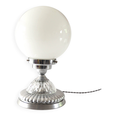 Grande lampe boule et argent