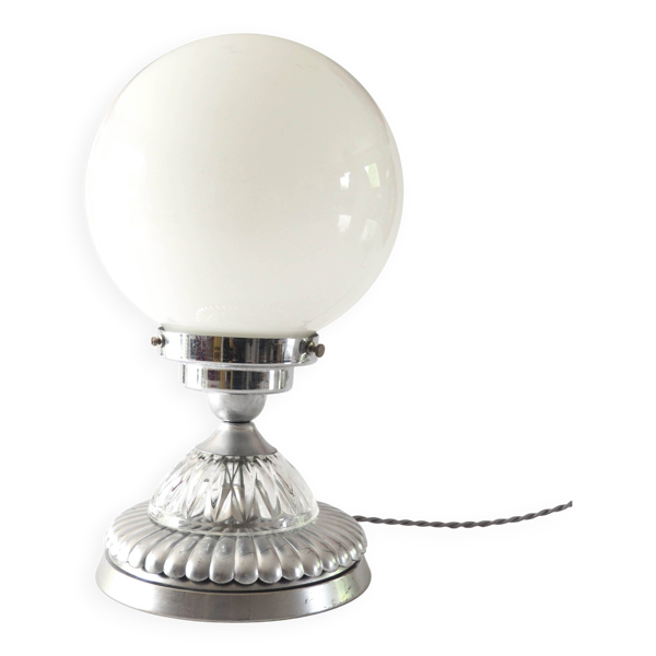 Grande lampe boule et argent