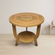 Vintage round wooden coffee table with lower shelf, 20th century