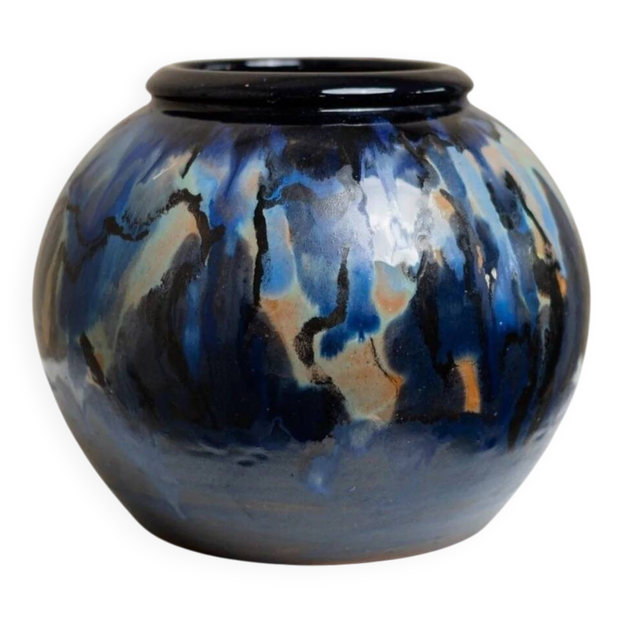 Danish vintage ceramic vase - by Hildegon Als - blue-brown glaze - Mid-Century design from the 1960s