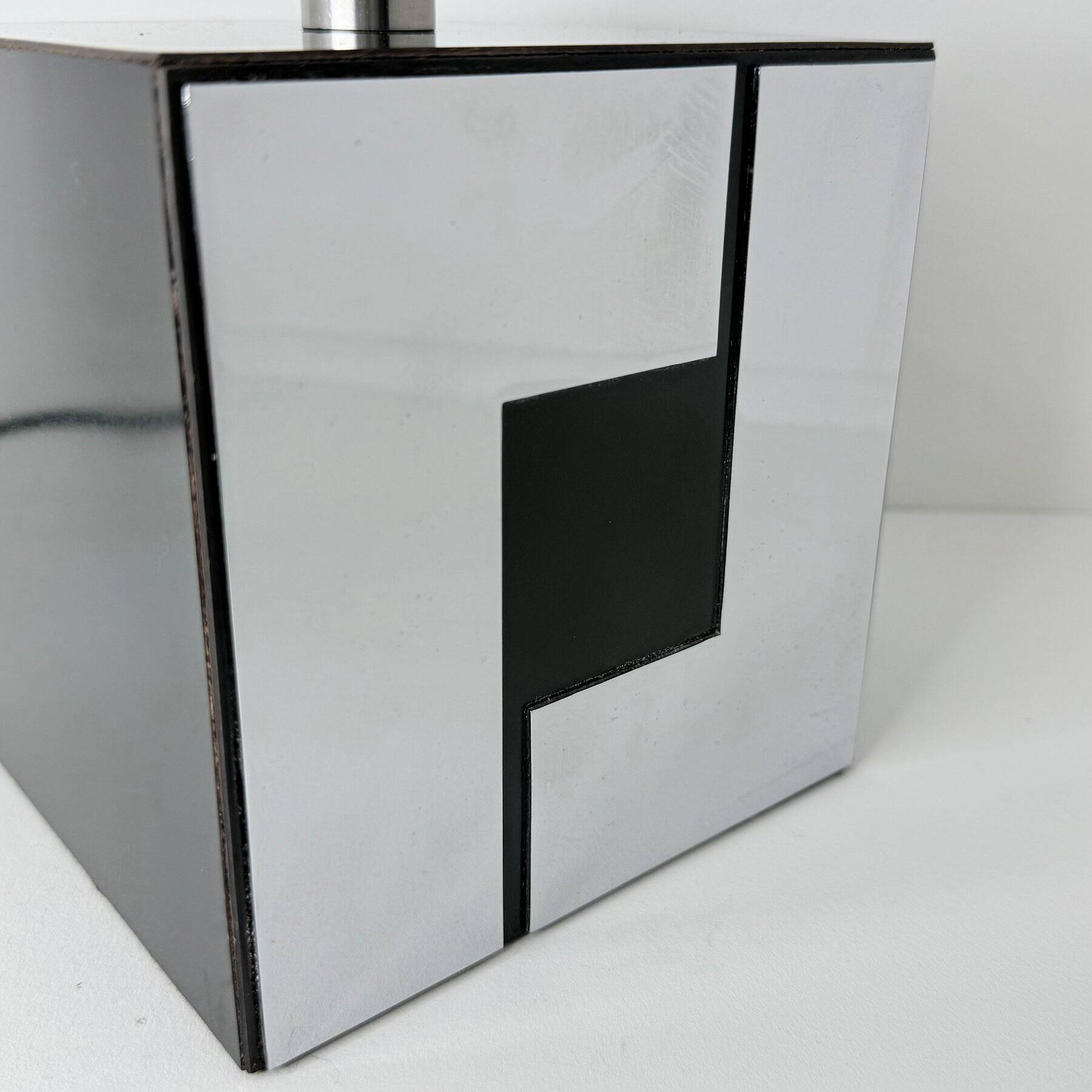 Vintage Cube Lamp • Wood & Metal • Art Deco • 1960