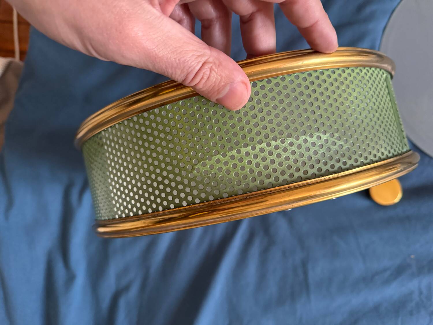 Lunel ceiling light / Porthole / Brass, perforated metal and glass