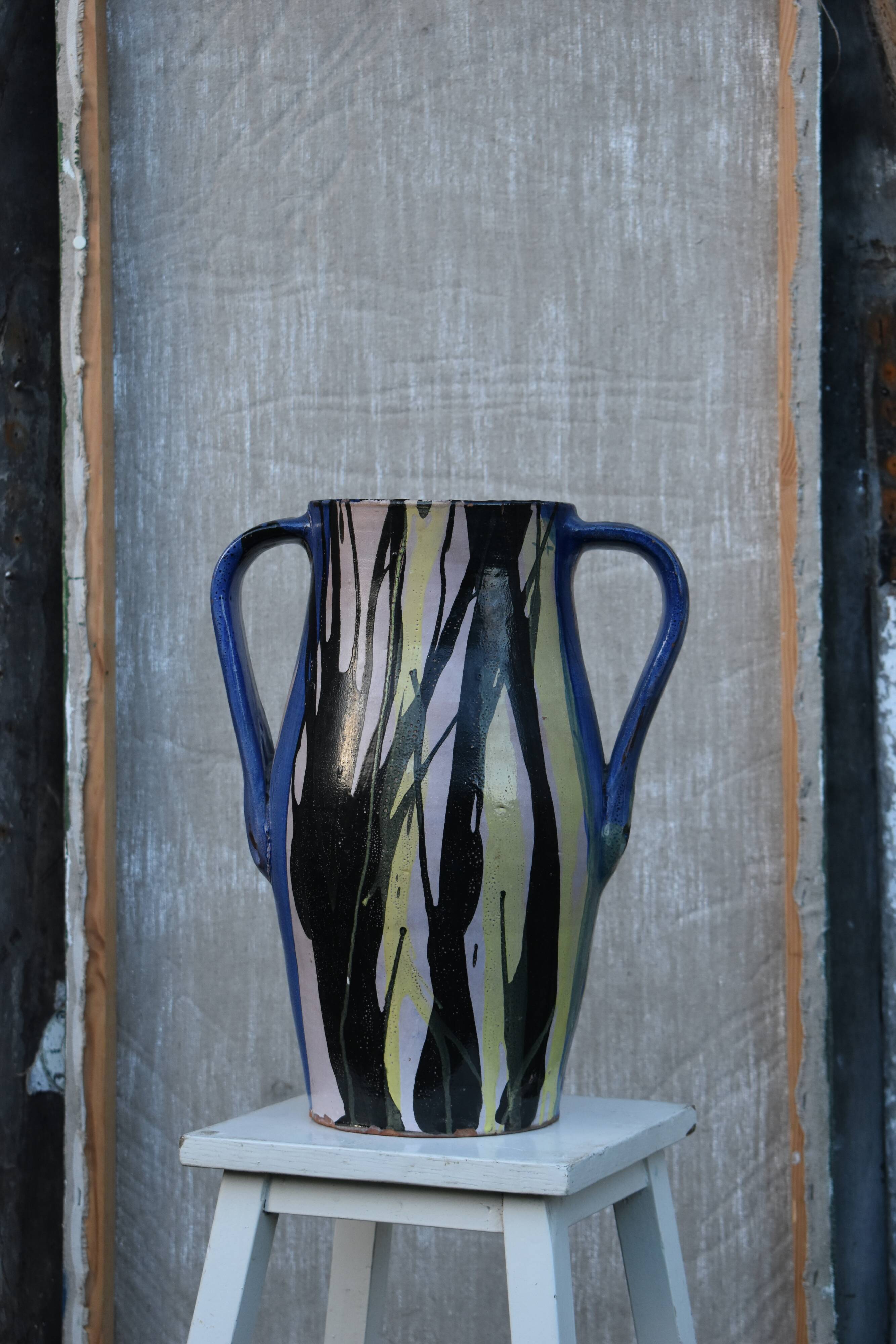 Large antique glazed terracotta jar/vase from Romania