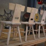 Set of 3 beech chairs 1960
