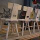 Lot de 3 chaises en hêtre 1960