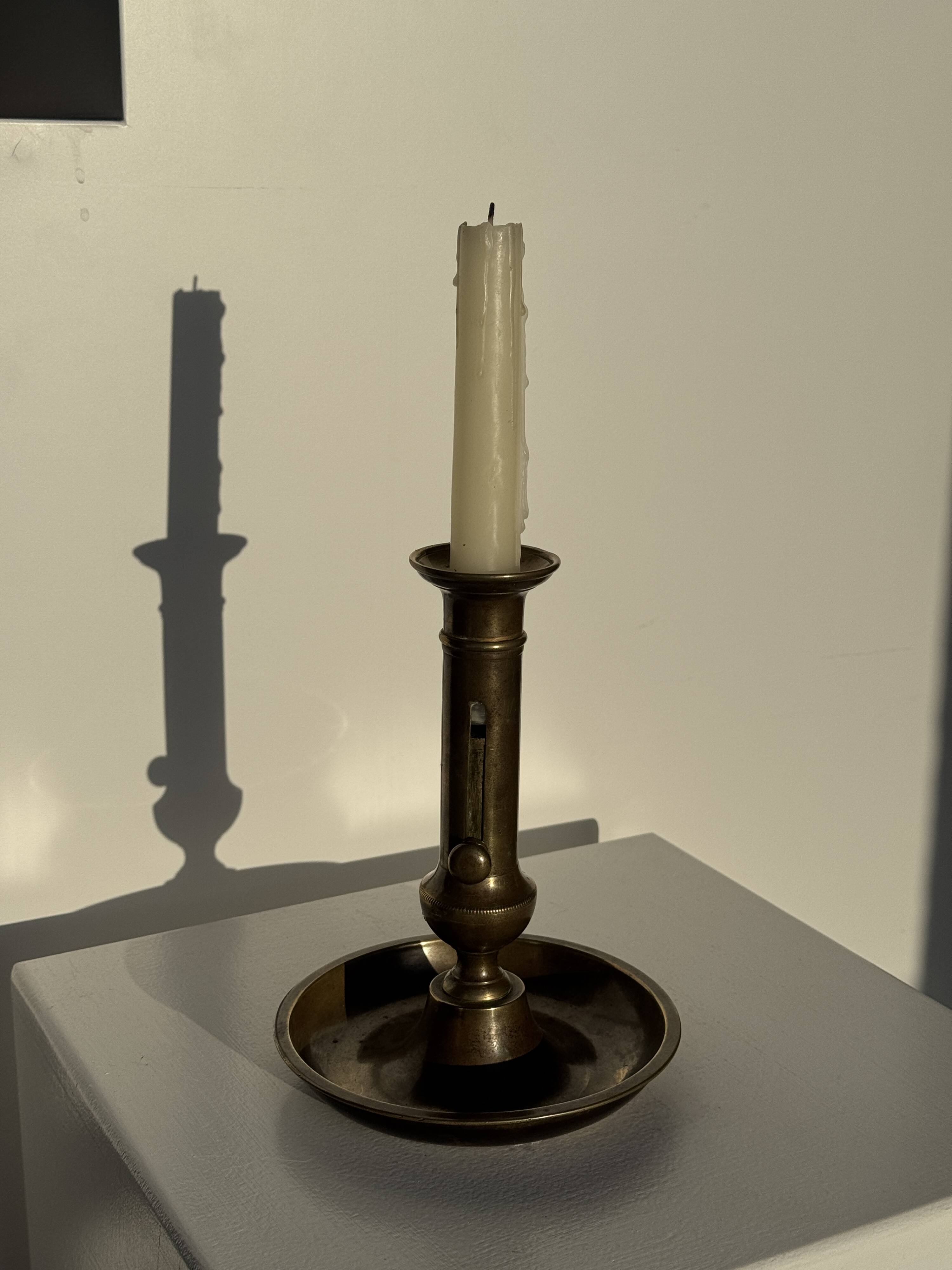 Large adjustable antique gold candlestick H20 D10