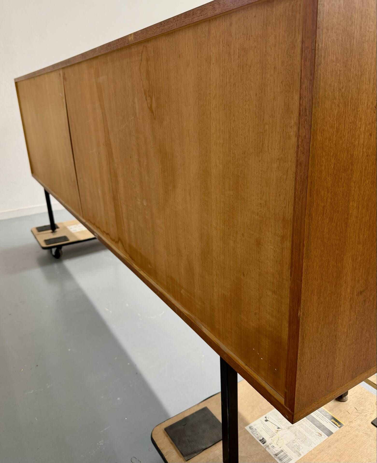 Vintage teak enfilade attributed to Gérard Guermonprez, 1960s design.