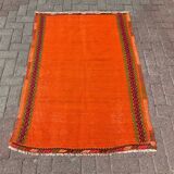 4x6 orange kilim rug, rug for kitchen, Anatolian rug, Kelim carpet