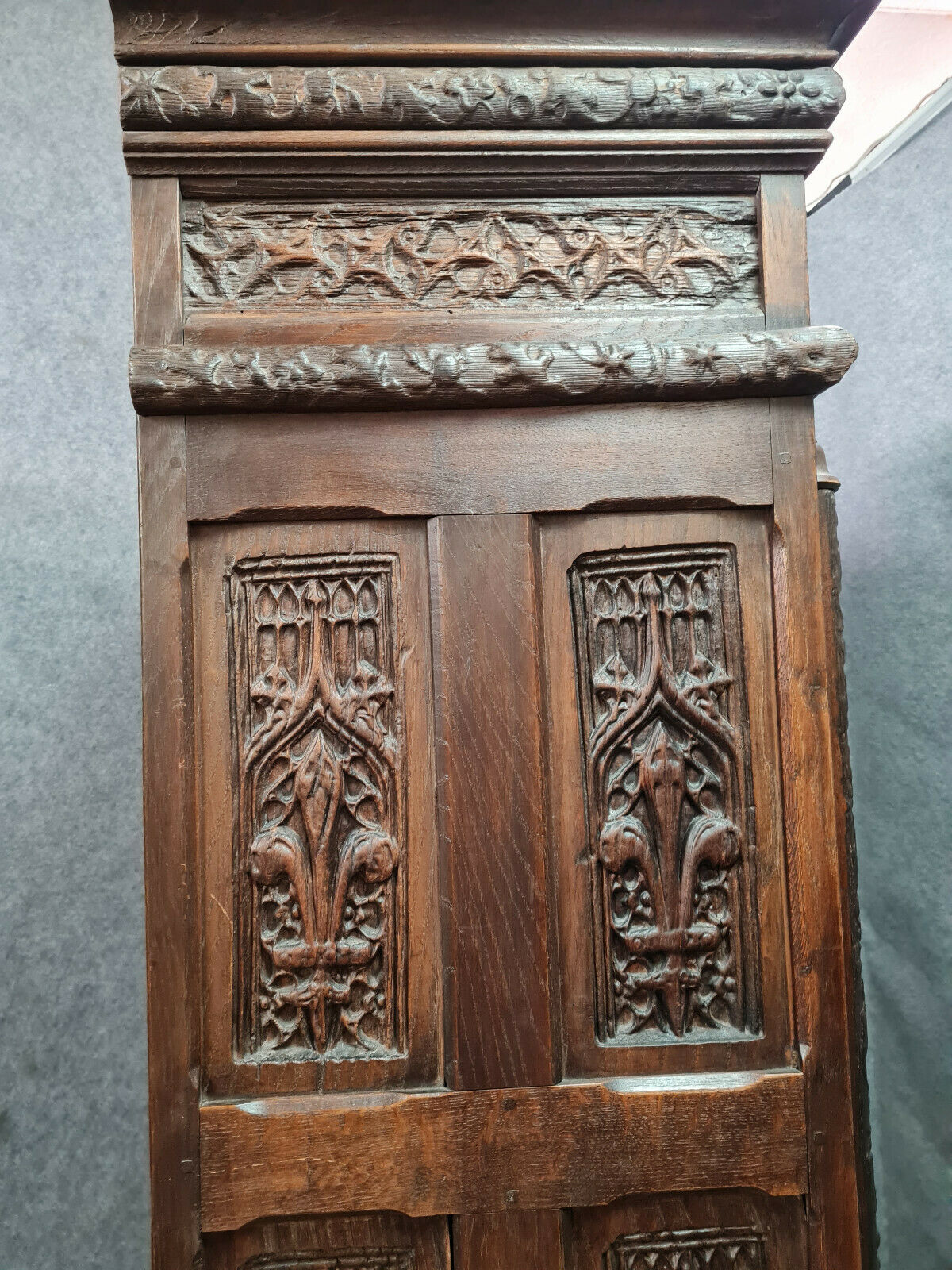 Gothic Renaissance style cabinet with solid oak putto around 1850